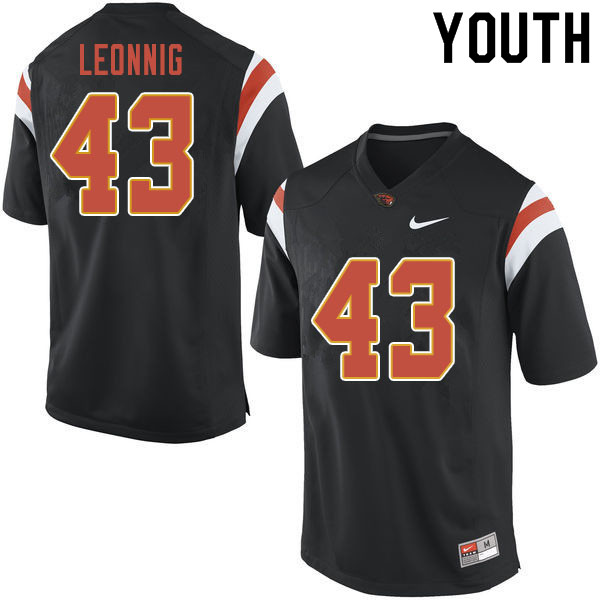 Youth #43 Luke Leonnig Oregon State Beavers College Football Jerseys Sale-Black - Click Image to Close